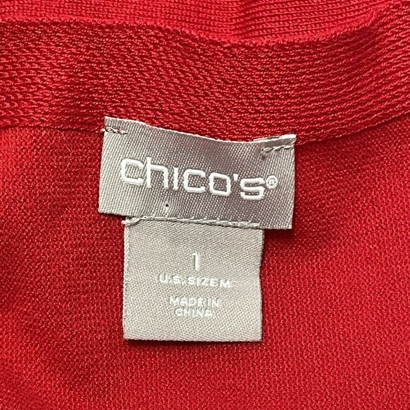 Chico Sweater Women Size 1 M Flower Embroidery Applique Patch Casual Comfy Boho - Picture 9 of 10